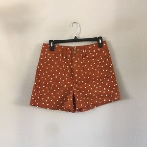 Madewell NWOT brown white polka dot short size 26